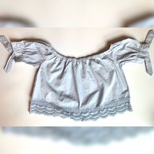 Fun & Flirt off the shoulder crop top